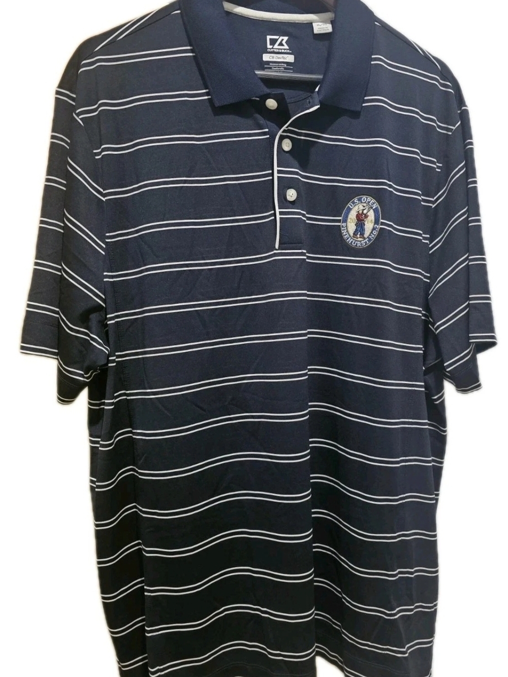 Cutter & Buck U.S. Open Pinehurst No. 2 2014 XL Navy White Golf Polo Shirt